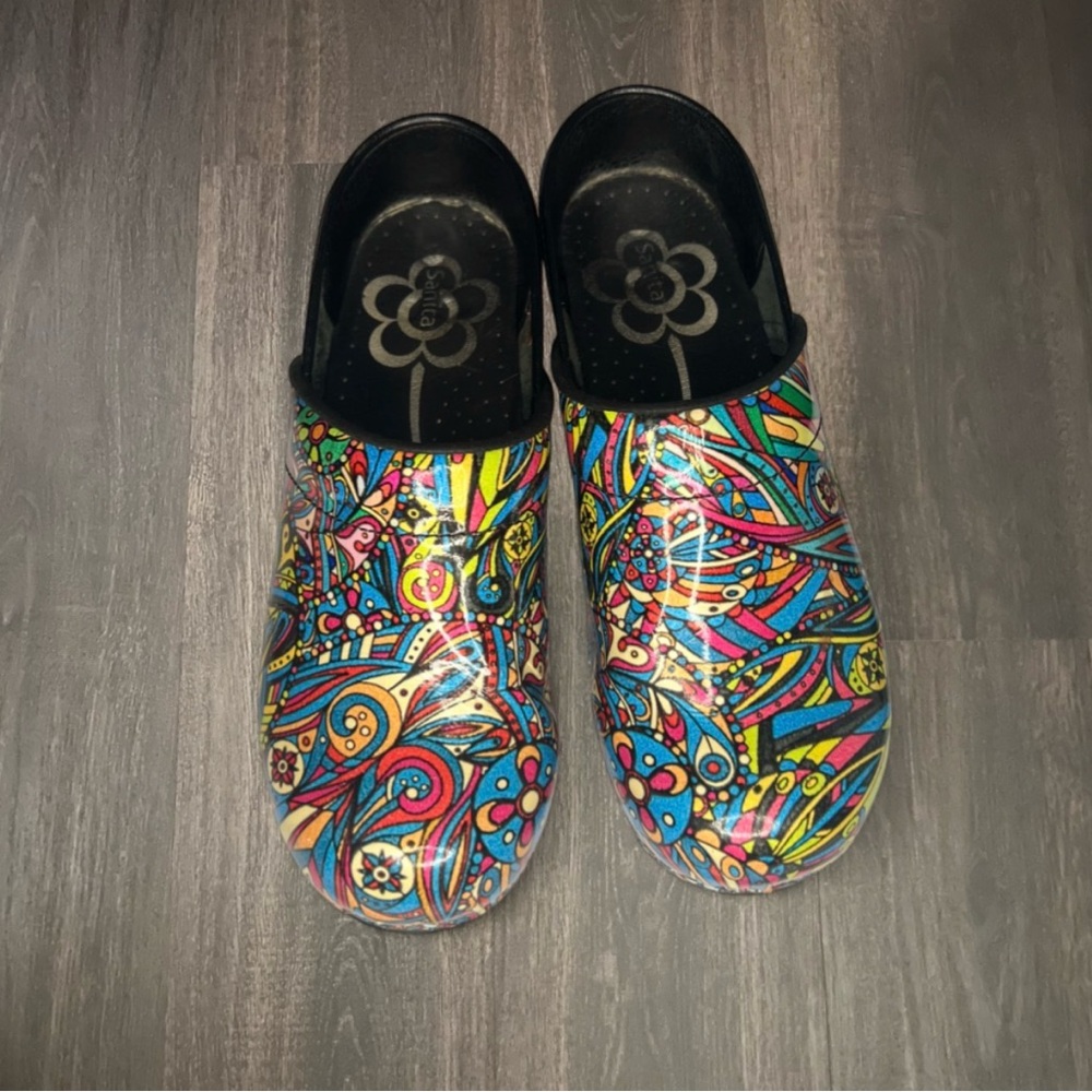 Sanita Colorful Pattern Comfort Clogs Size 7 (EU 37)‎ Nurse / Dansko Style